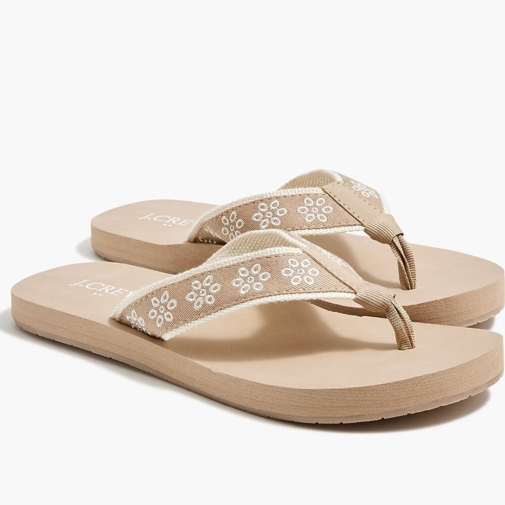 J. Crew Cashew Embroidered Floral Flip-Flops/NWT/10M